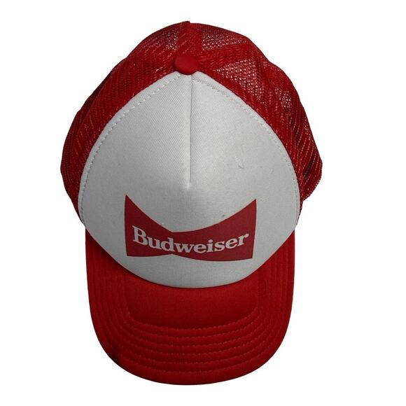 Vintage budweiser trucker hat red white - Picture 2 of 3